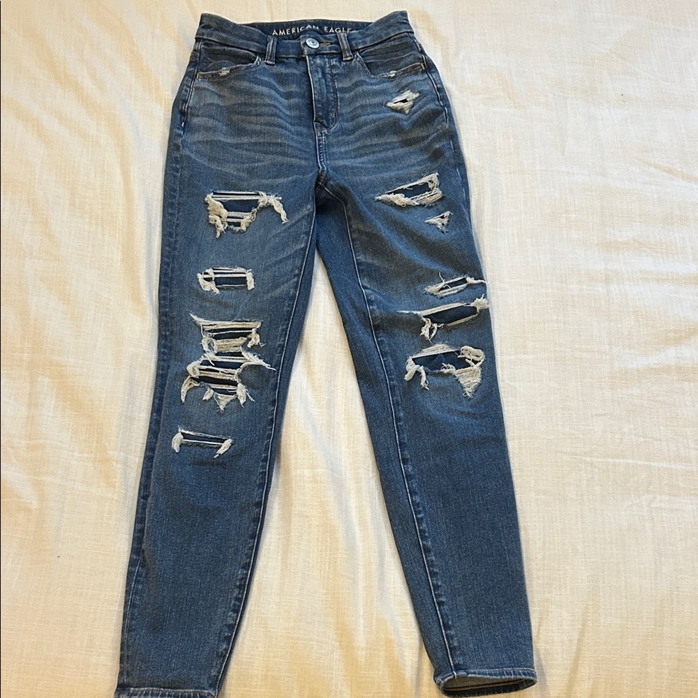 American Eagle Outfitters Women's Ripped Blue Skinny Jeans